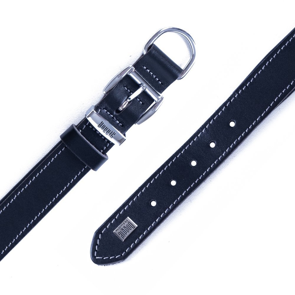 Doggie Konforlu Gerçek Deriden El Yapımı Köpek Boyun Tasması 3x42-50 Cm Siyah