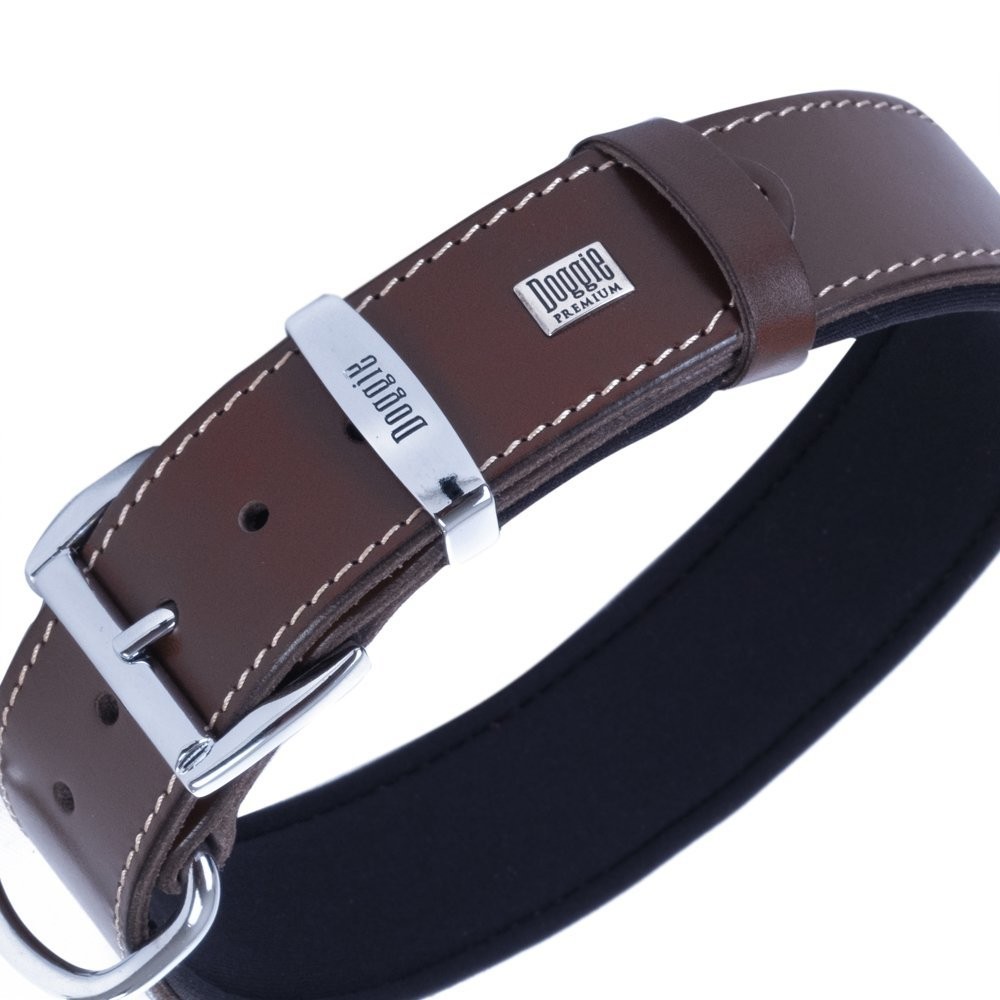 Doggie Konforlu Gerçek Deriden El Yapımı Köpek Boyun Tasması 4x57-65 Cm Kahverengi