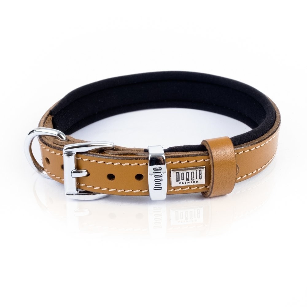 Doggie Konforlu Gerçek Deriden El Yapımı Kemik Süslü Köpek Boyun Tasması 2x35-40 Cm Camel