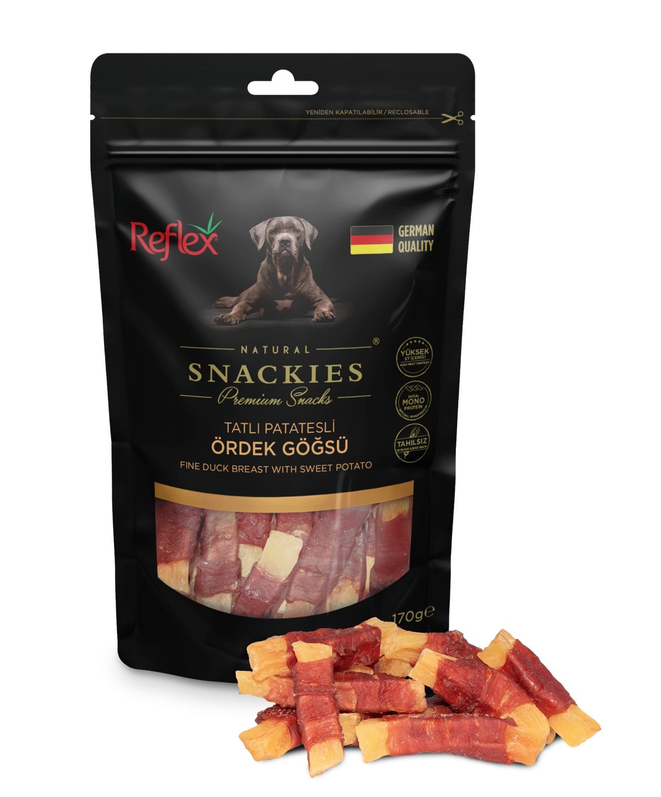 Reflex Snackies Tatlı Patatesli Ördek Göğsü Köpek Ödülü 170 Gr