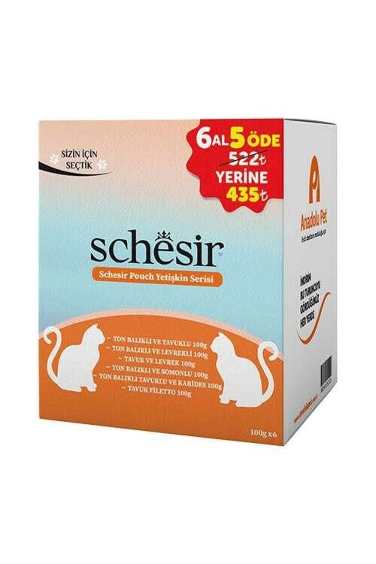 Schesir Pouch Yetişkin Serisi Kedi Maması 100gr (6 Al, 5 Öde)