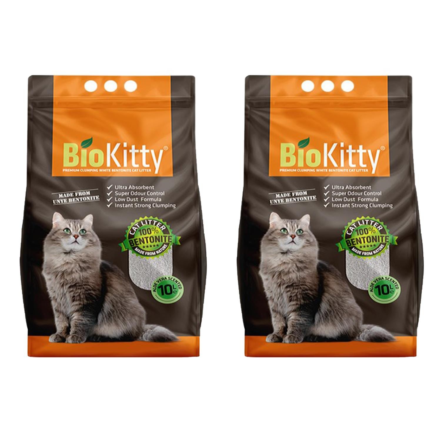 BioKitty Aloe Vera Kokulu Doğal İnce Taneli Topaklanan Kum 10 Lt (2 Adet)