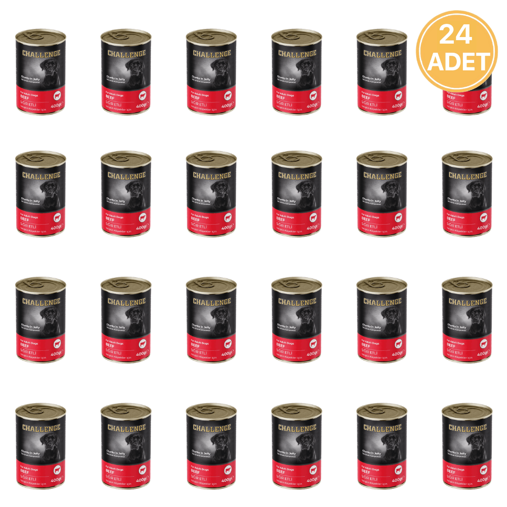 Challenge Sığır Etli Yetişkin Köpek Konservesi 400 gr (24 Adet)