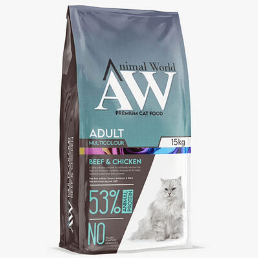 Animal World Multicolour Biftek ve Tavuk Etli Yetişkin Kedi Maması 15 Kg