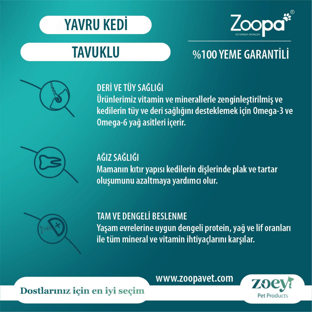 Zoey Tavuklu Yavru Kedi Maması 15 KG