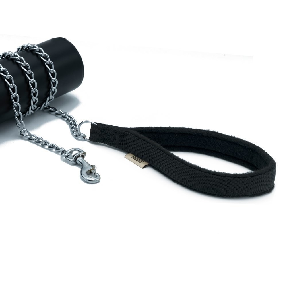 Doggie Polar Dokumadan El Yapımı Zincirli Köpek Gezdirme Kayışı 2.5x110 Cm Siyah