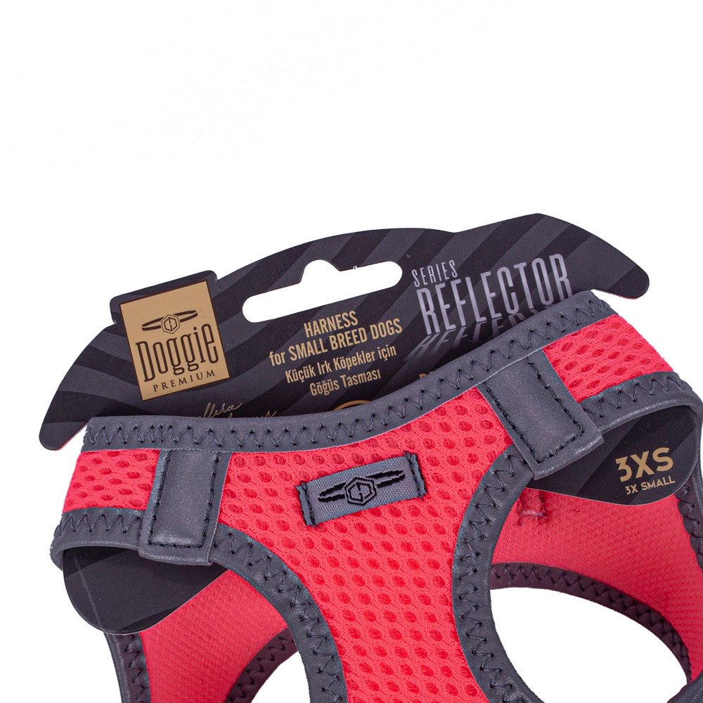 Doggie Havalı Dokuma Reflektör Serisi Küçük Irk Göğüs Tasması Pembe 3XS-22-26 Cm