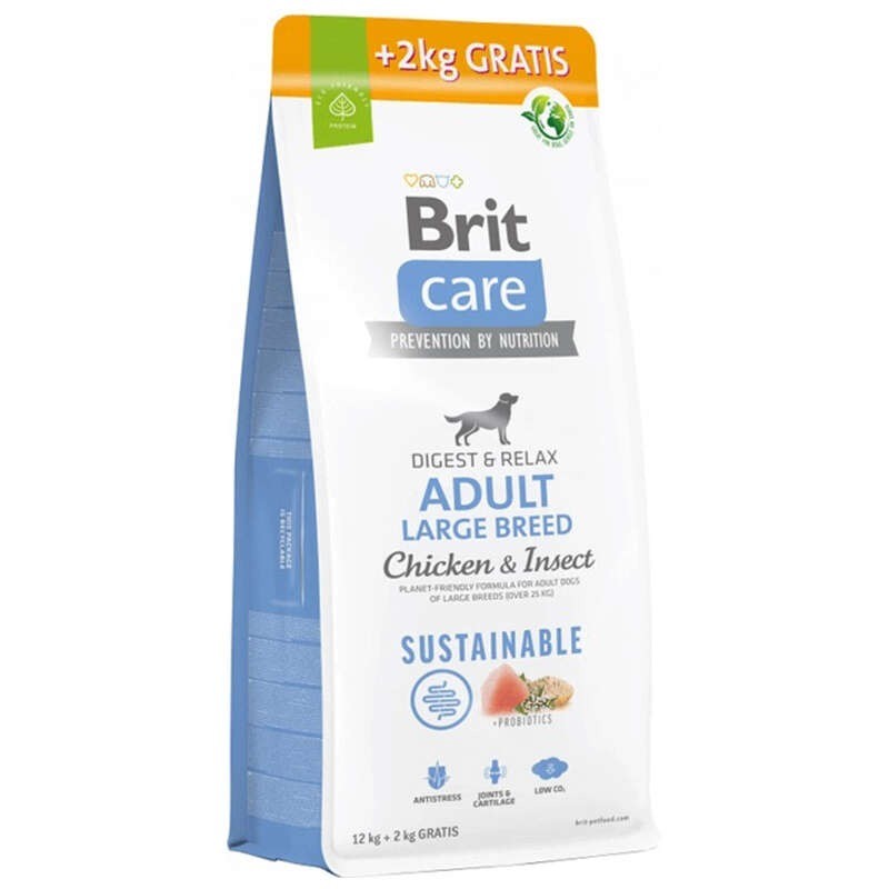Brit Care Digest & Relax Tavuk Etli Larva Proteinli Büyük Irk Yetişkin Köpek Maması 12+2 Kg