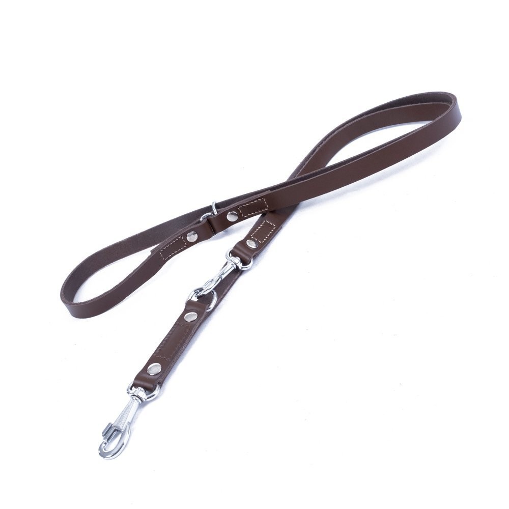 Doggie Ayarlanabilir Seri Klasik Gerçek Deriden El Yapımı  Köpek Gezdirme Kayışı 2x120-200 Cm Kahverengi