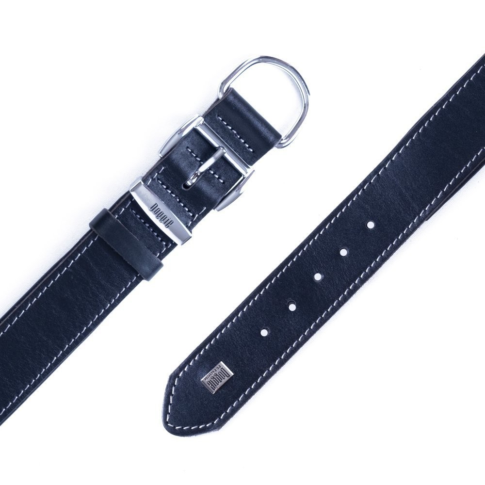 Doggie Konforlu Gerçek Deriden El Yapımı Köpek Boyun Tasması 4x47-55 Cm Siyah