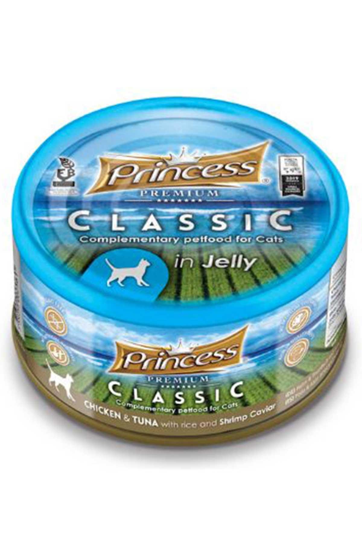 Princess Classic Ton Balıklı Tavuk Etli Karides Havyarlı ve Pirinçli Yetişkin Kedi Konservesi 170 Gr