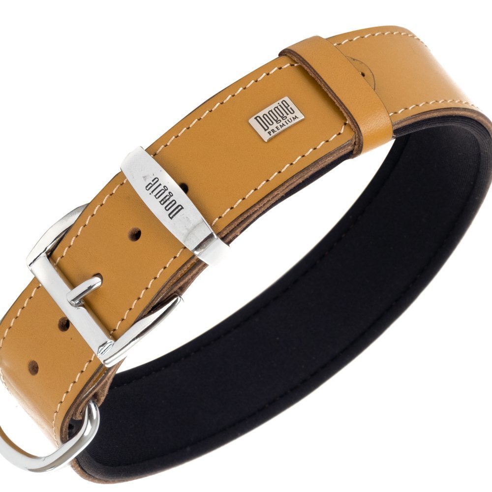 Doggie Konforlu Gerçek Deriden El Yapımı Köpek Boyun Tasması 4x52-60 Cm Camel