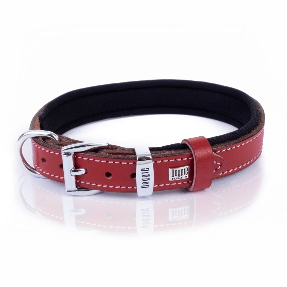 Doggie Deri Pati Desenli Boyun Tasması M 2x35-40 Cm Kırmızı