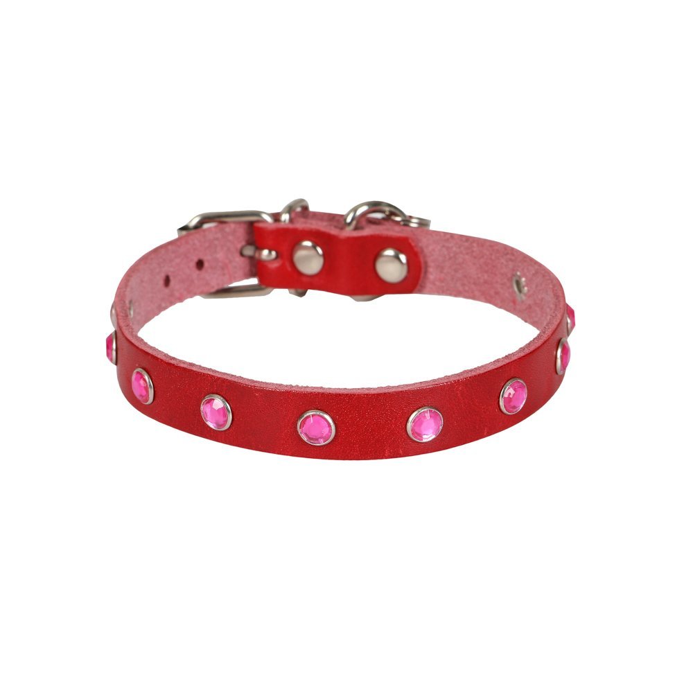 Cattie Taşlı Deri Kedi Boyun Tasması L 1.2x25-29 Cm Kırmızı