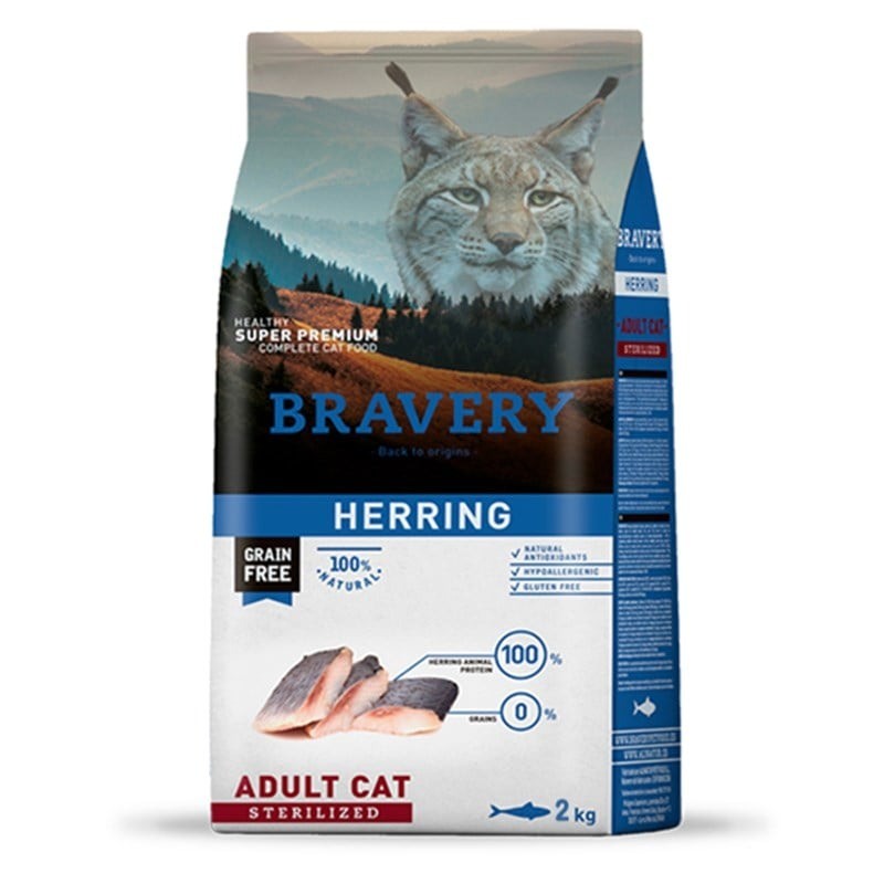 Bravery Tahılsız Kısırlaştırılmış Ringa Balıklı Yetişkin Kedi Maması 2 Kg