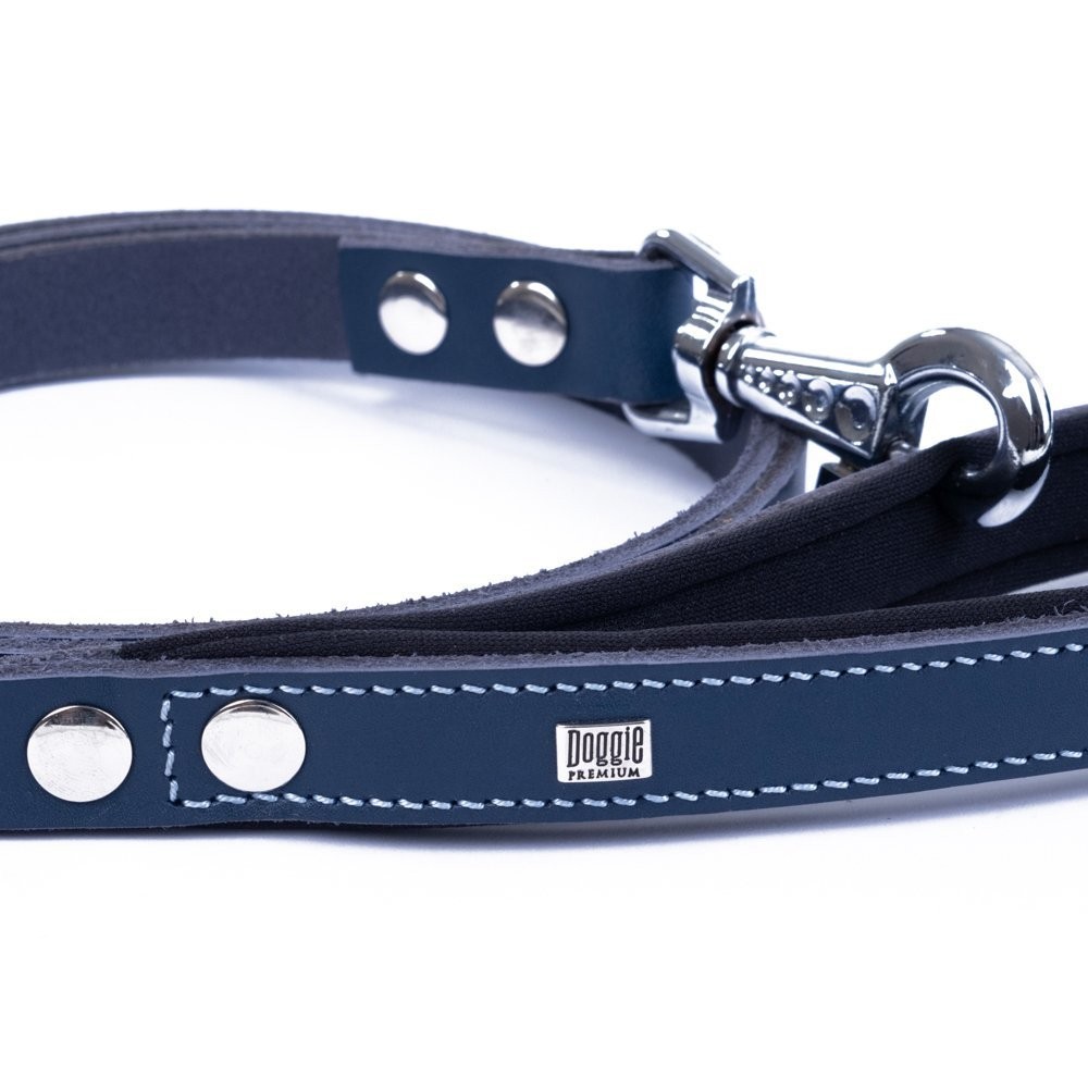 Doggie Konforlu Gerçek Deriden El Yapımı Köpek Gezdirme Kayışı 2x140 Cm Royal Mavi