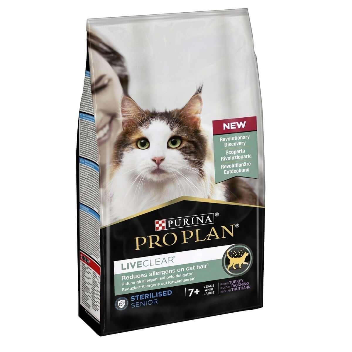 Pro Plan LiveClear Kısırlaştırılmış Hindili Yaşlı Kedi Maması 1.4 Kg
