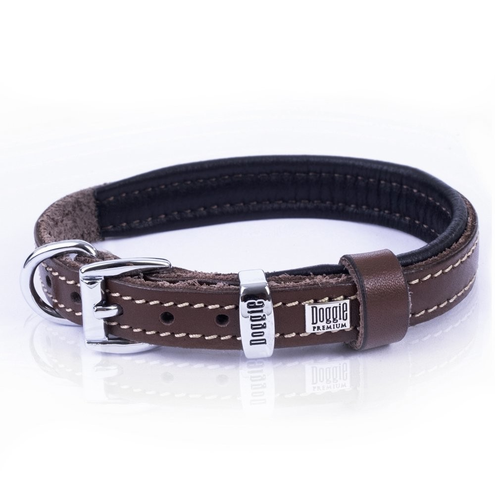 Doggie Konforlu Gerçek Deriden El Yapımı Köpek Boyun Tasması 1.5x25-30 Cm Kahverengi