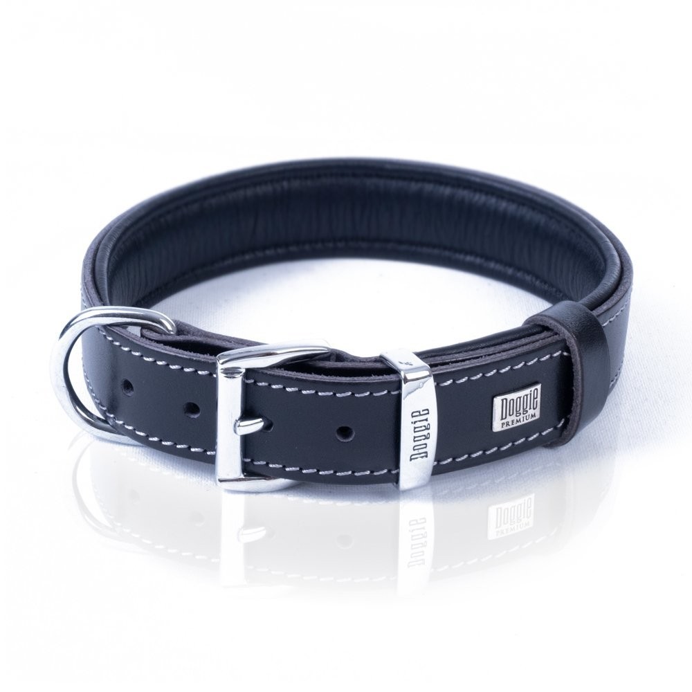 Doggie Firstclass Gerçek Deriden El Yapımı Köpek Boyun Tasması 3x42-50 Cm Siyah
