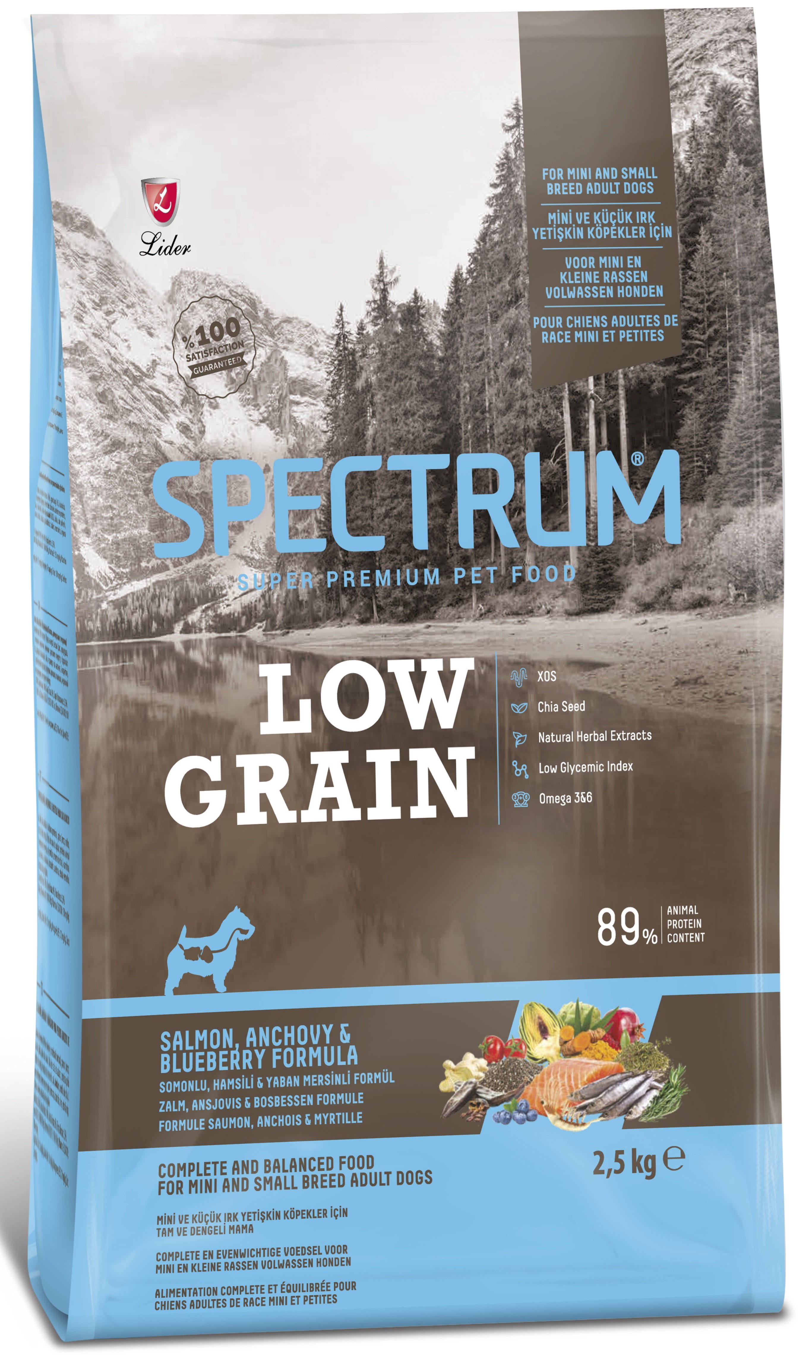 Spectrum Low Grain Somonlu Hamsili & Yaban Mersinli Mini Ve Küçük Irk Yetişkin Köpek Maması 2.5 Kg