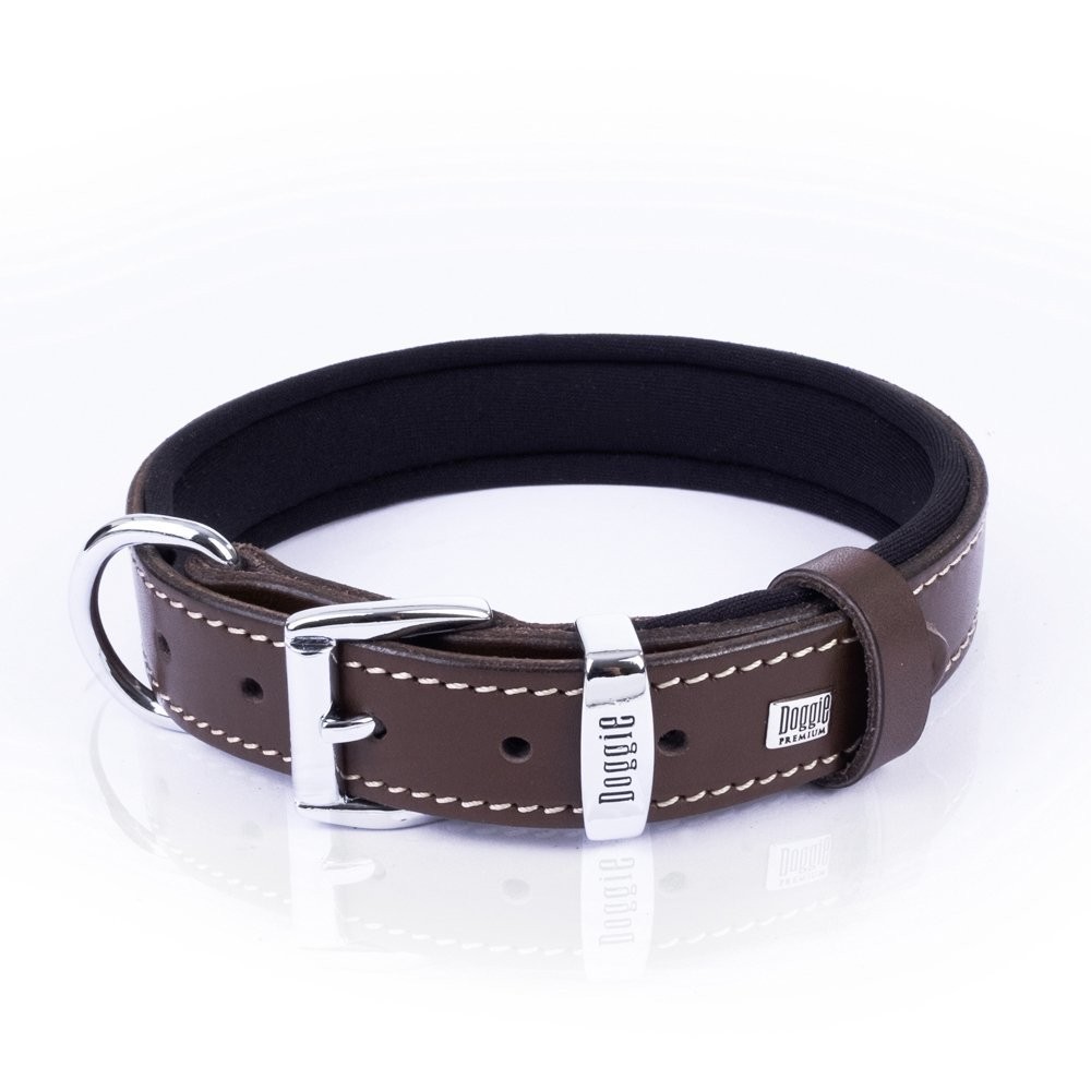 Doggie Konforlu Gerçek Deriden El Yapımı Çivili Köpek Boyun Tasması 2.5x37-45 Cm Kahverengi