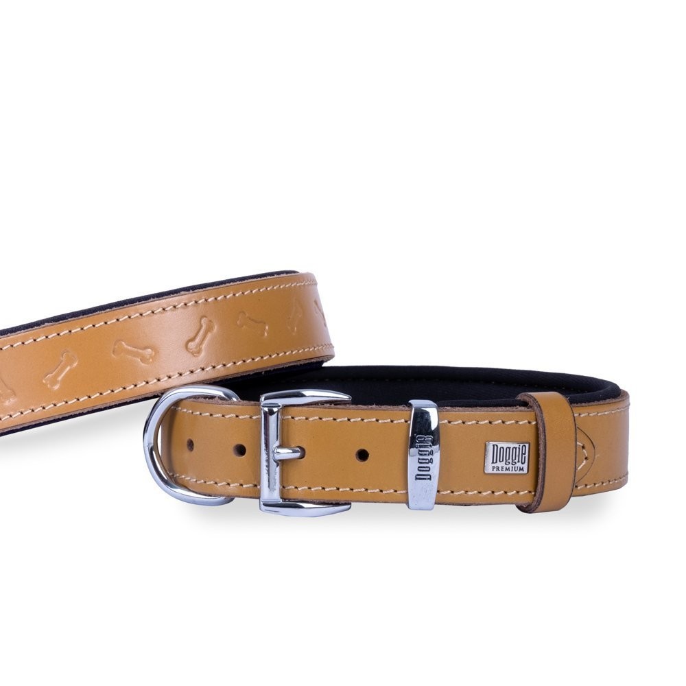 Doggie Deri Kemik Desenli Boyun Tasması M 2.5x37-45 Cm Camel