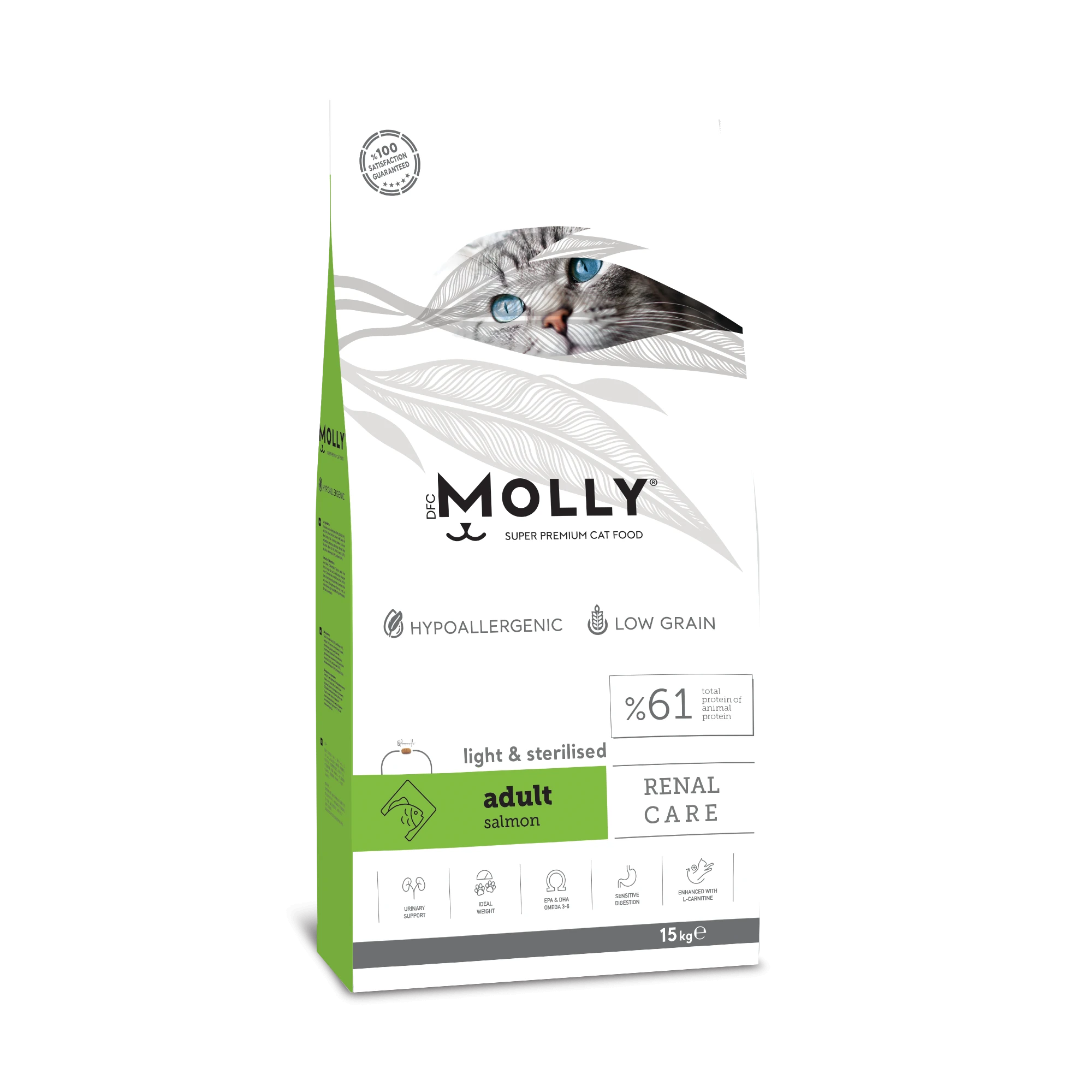 Molly Hipoalerjenik Düşük Tahıllı Somonlu Kısırlaştırılmış Yetişkin Kedi Maması 15 Kg