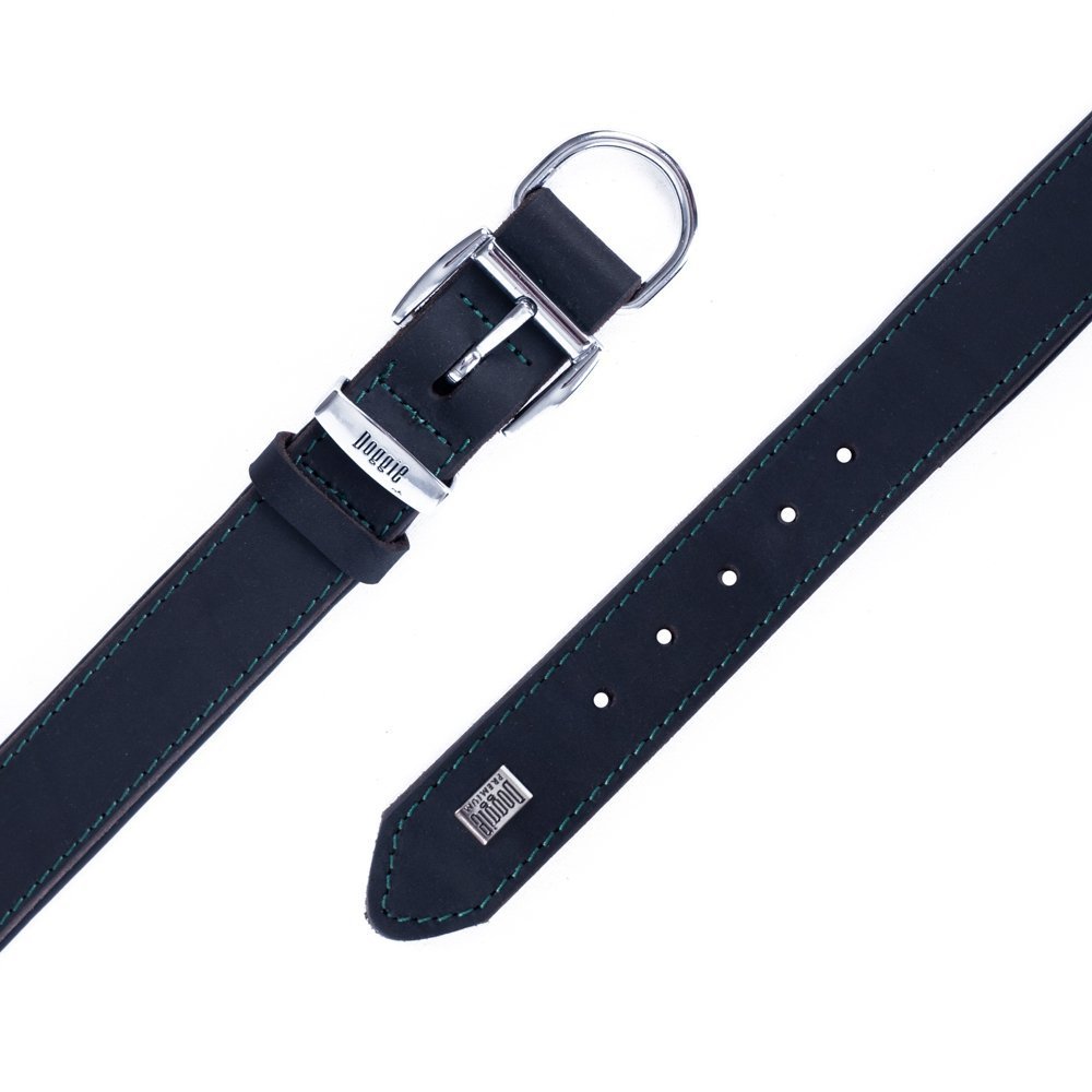 Doggie Yağlı Gerçek Deriden El Yapımı Köpek Boyun Tasması 4x57-65 Cm Yağ Yeşili
