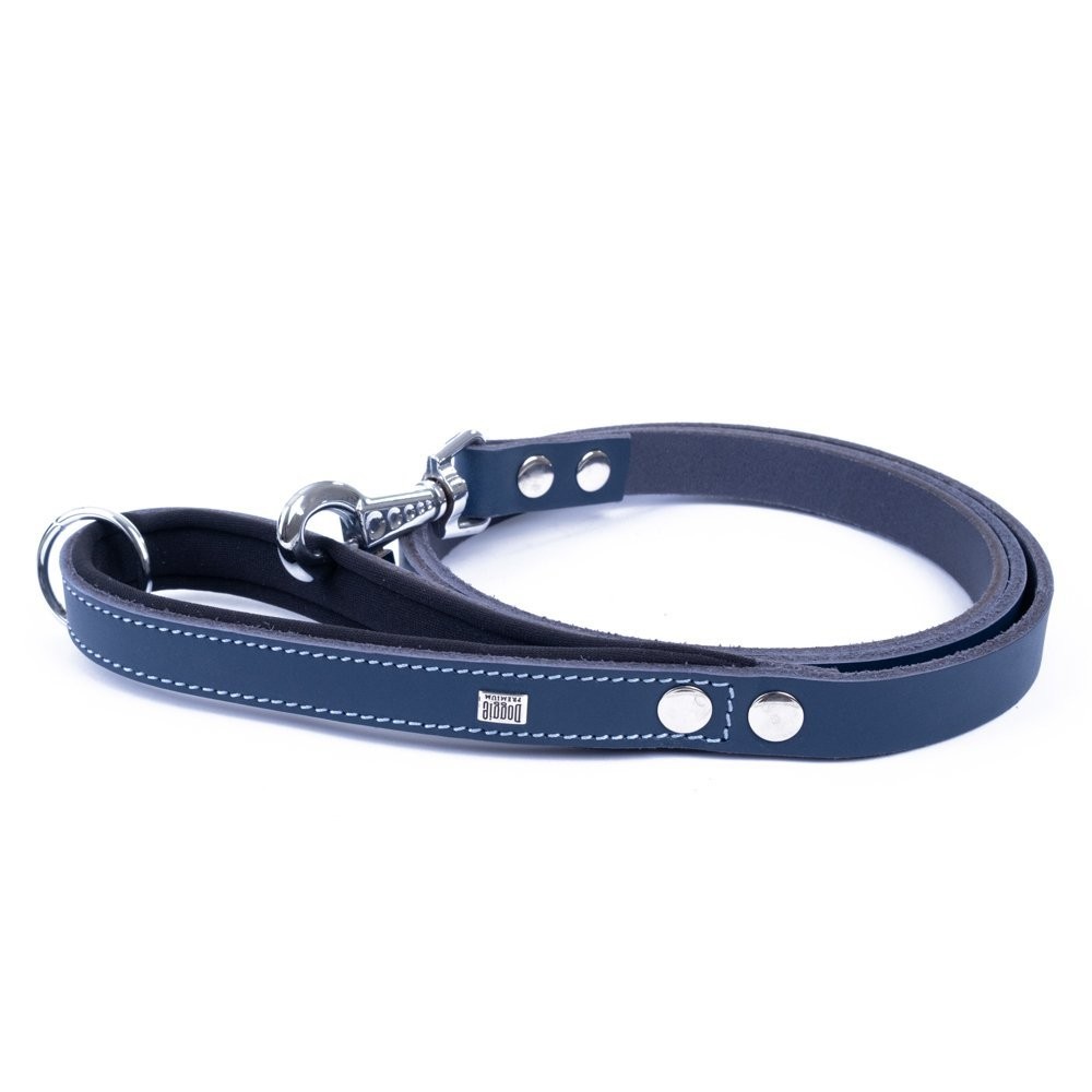 Doggie Konforlu Gerçek Deriden El Yapımı Köpek Gezdirme Kayışı 2x140 Cm Royal Mavi