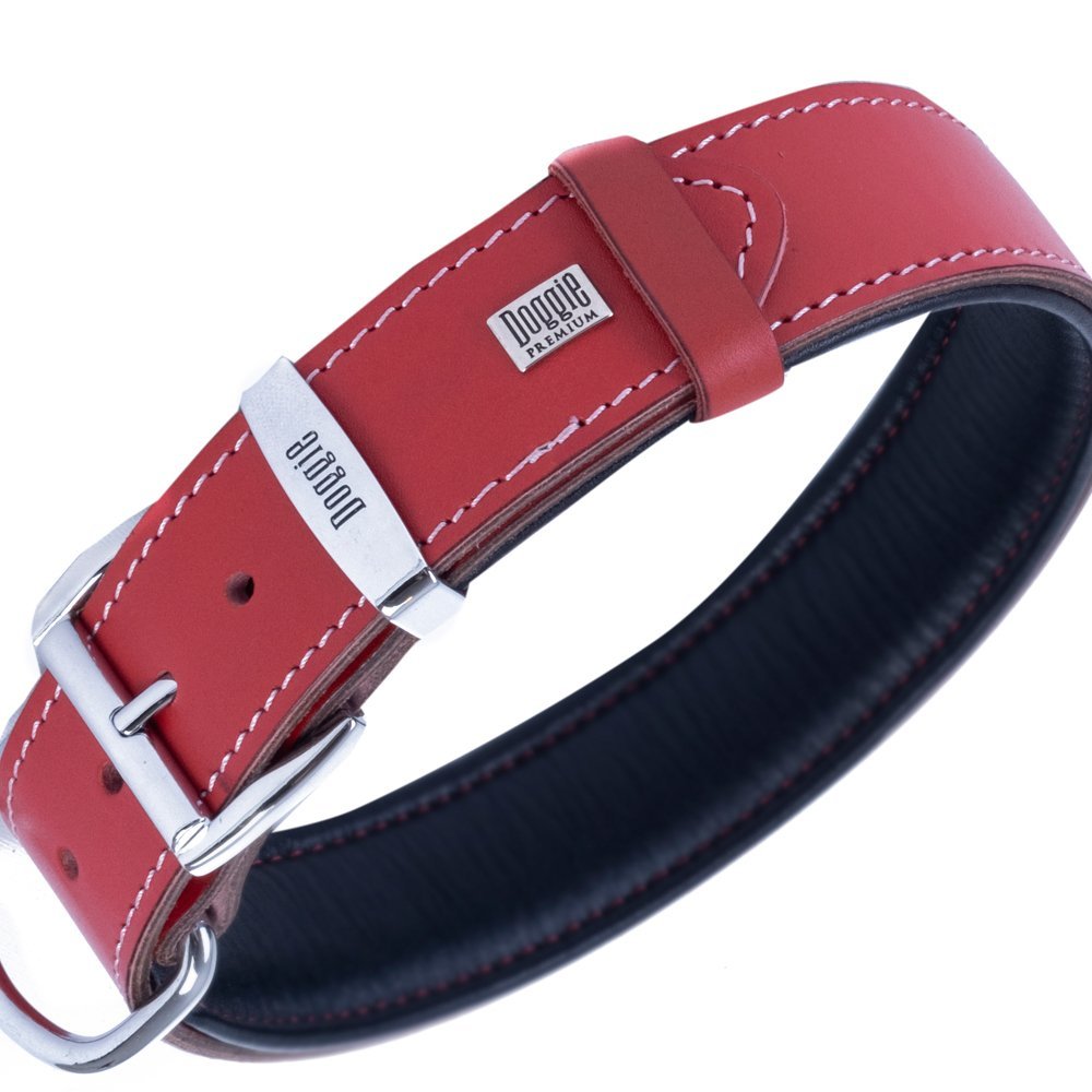 Doggie Firstclass Gerçek Deriden El Yapımı Köpek Boyun Tasması 3.5x47-55 Cm Kırmızı