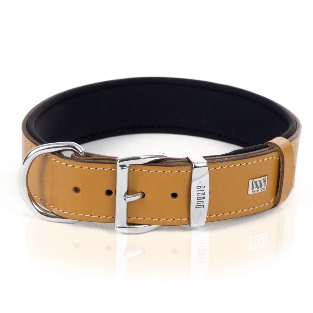 Doggie Konforlu Gerçek Deriden El Yapımı Çivili Köpek Boyun Tasması 4x52-60 Cm Camel