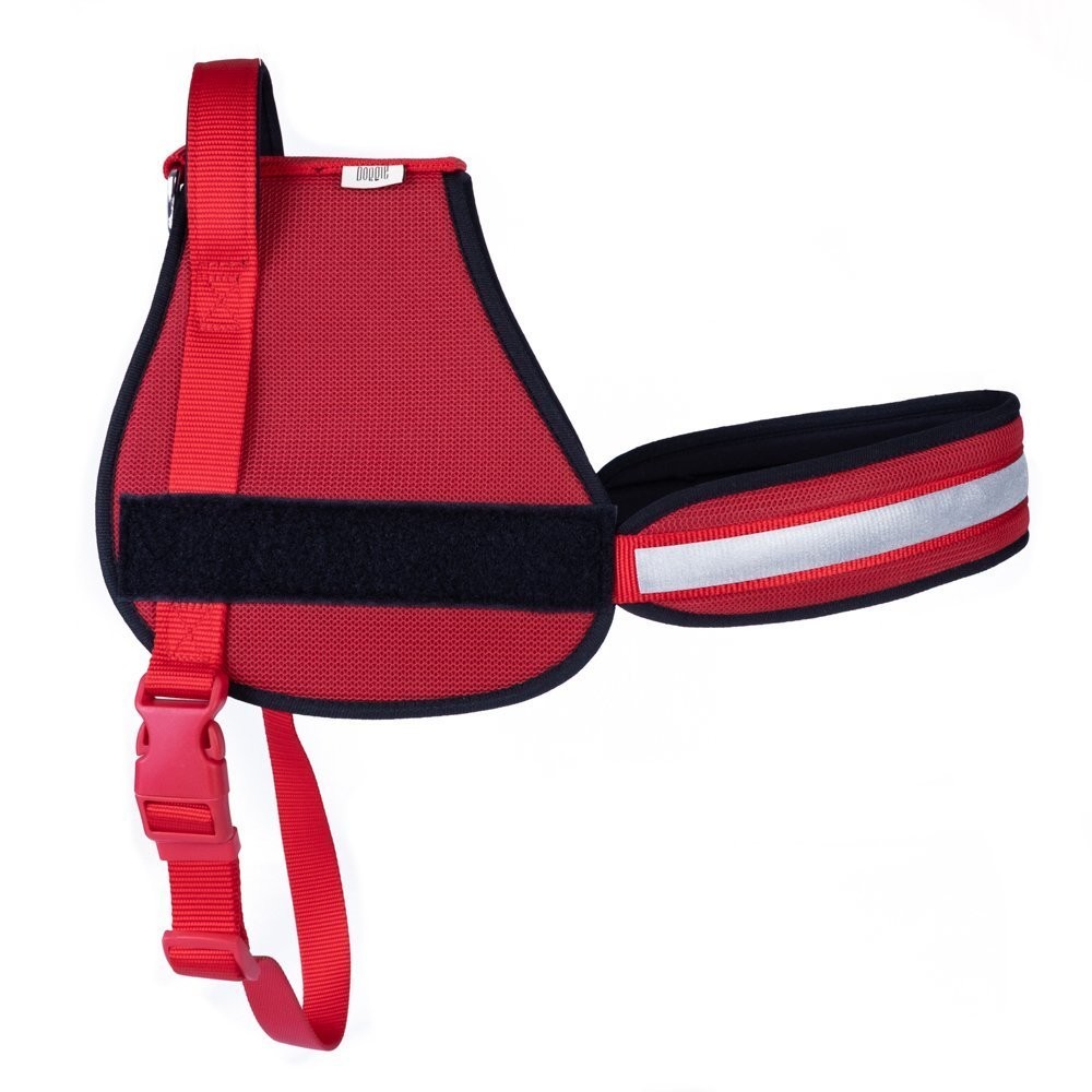 Doggie Havalı Dokumadan El Yapımı Üniforma Model Köpek Göğüs Tasması XL-2.5x70-85 Cm Kırmızı