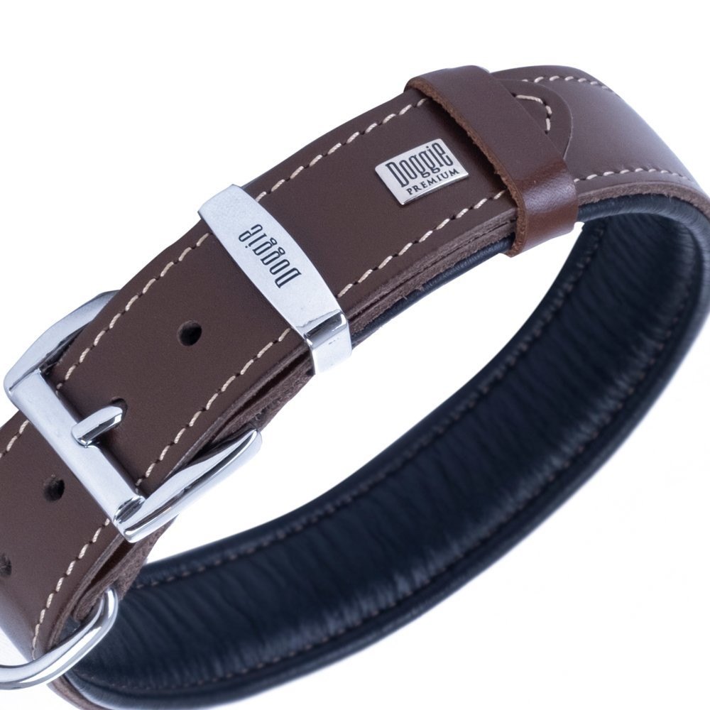 Doggie Firstclass Gerçek Deriden El Yapımı Köpek Boyun Tasması 3x42-50 Cm Kahverengi
