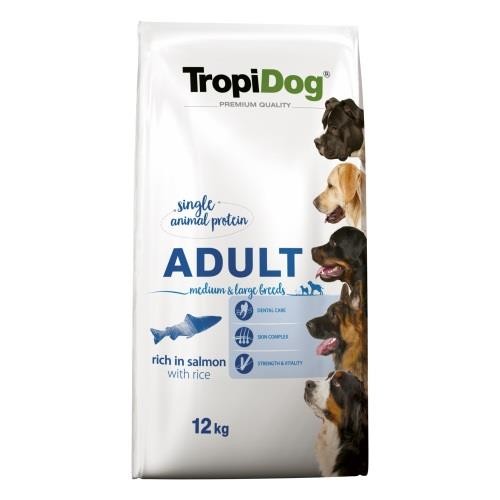 TropiDog Somonlu Orta ve Büyük Irk Yetişkin Köpek Maması 12 Kg