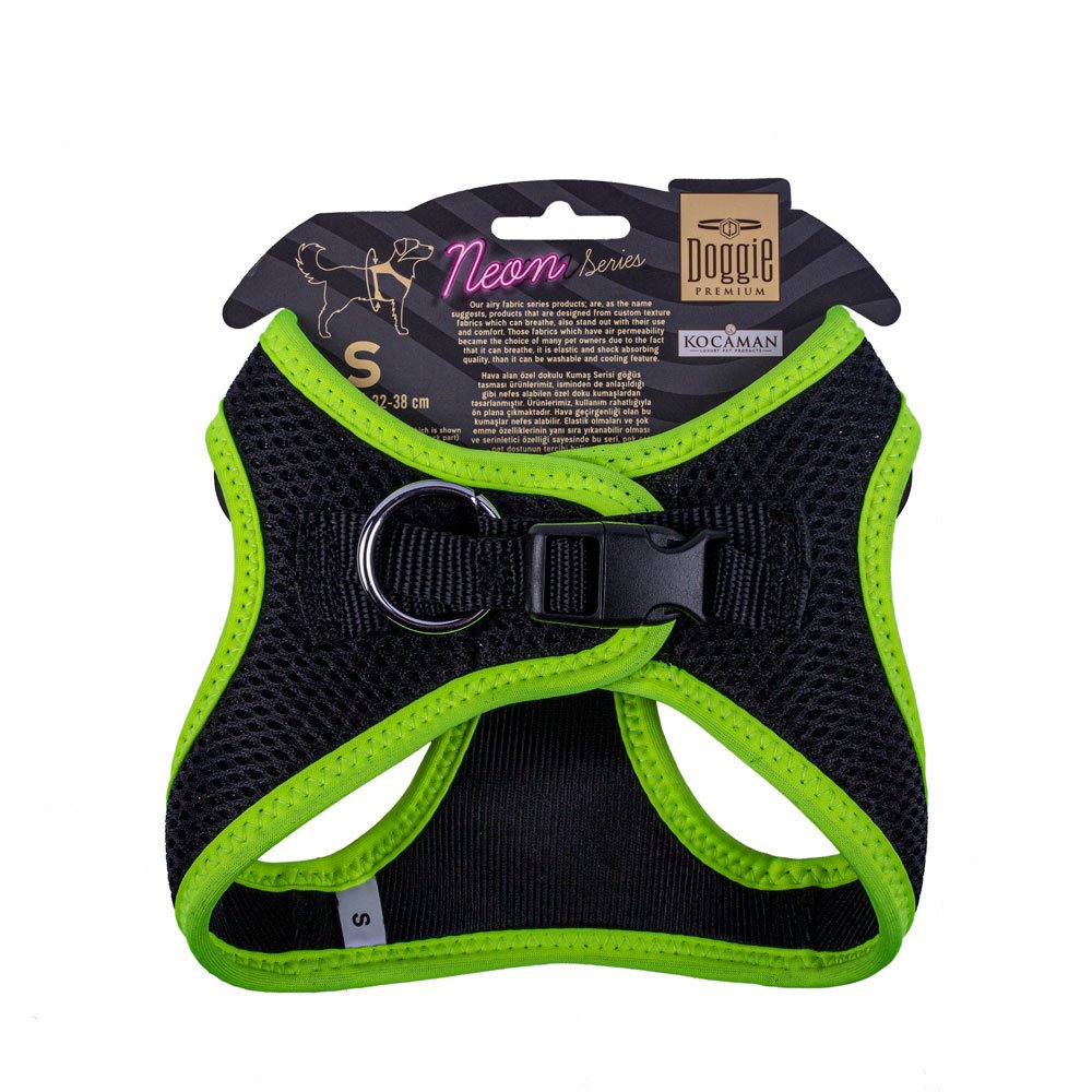 Doggie Havalı Dokuma Neon Serisi Küçük Irk Göğüs Tasması Sarı S-32-38 Cm