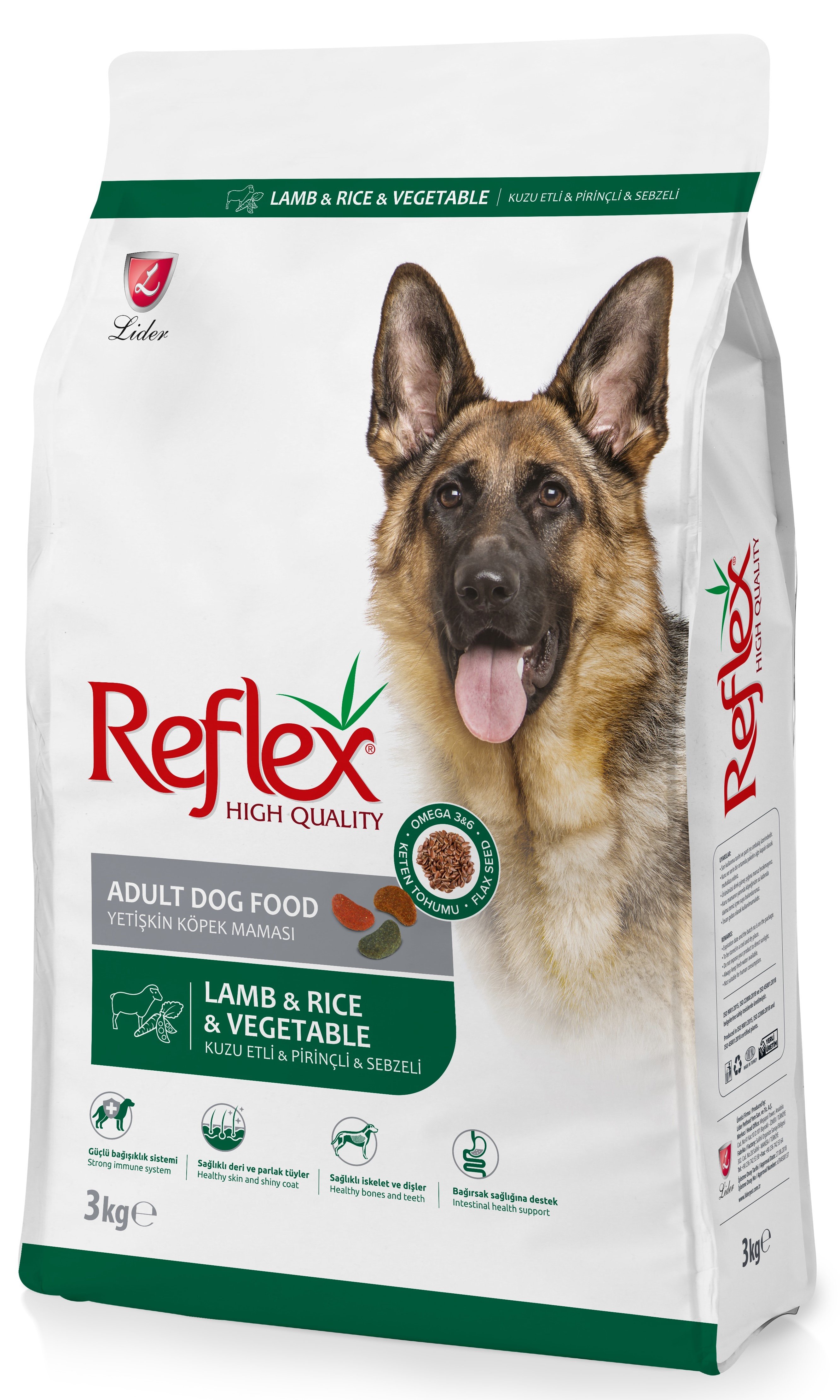 Reflex Kuzu Etli ve Sebzeli Yetişkin Köpek Maması 3 Kg