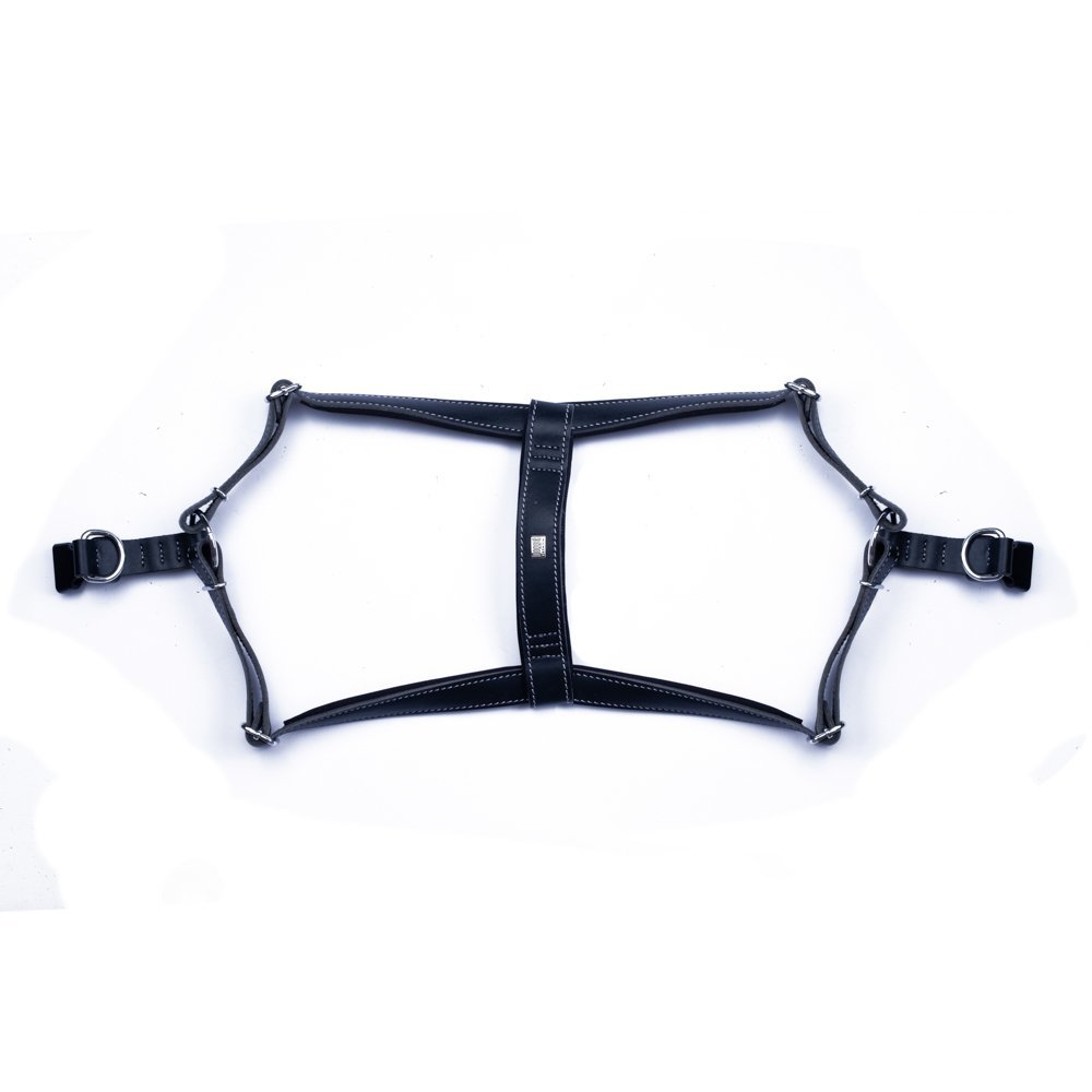 Doggie Konforlu Gerçek Deriden El Yapımı Ronin Model Köpek Göğüs Tasması XXL-3x70-80 Cm Siyah