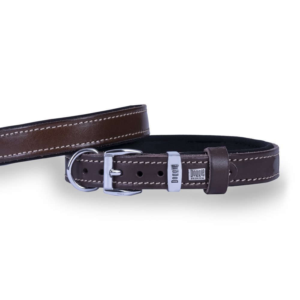 Doggie Konforlu Gerçek Deriden El Yapımı Köpek Boyun Tasması 2x35-40 Cm Kahverengi