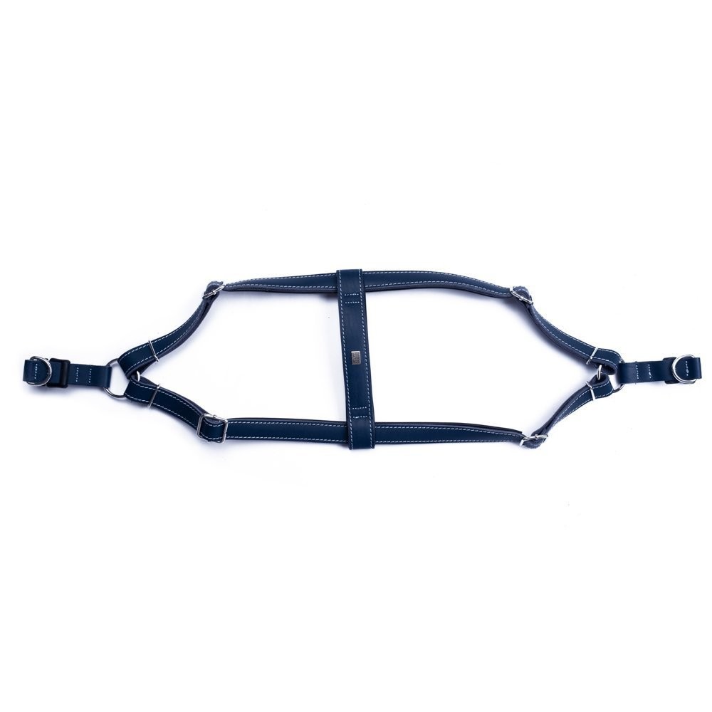 Doggie Konforlu Gerçek Deriden El Yapımı Ronin Model Köpek Göğüs Tasması M-2x45-55 Cm Royal Mavi