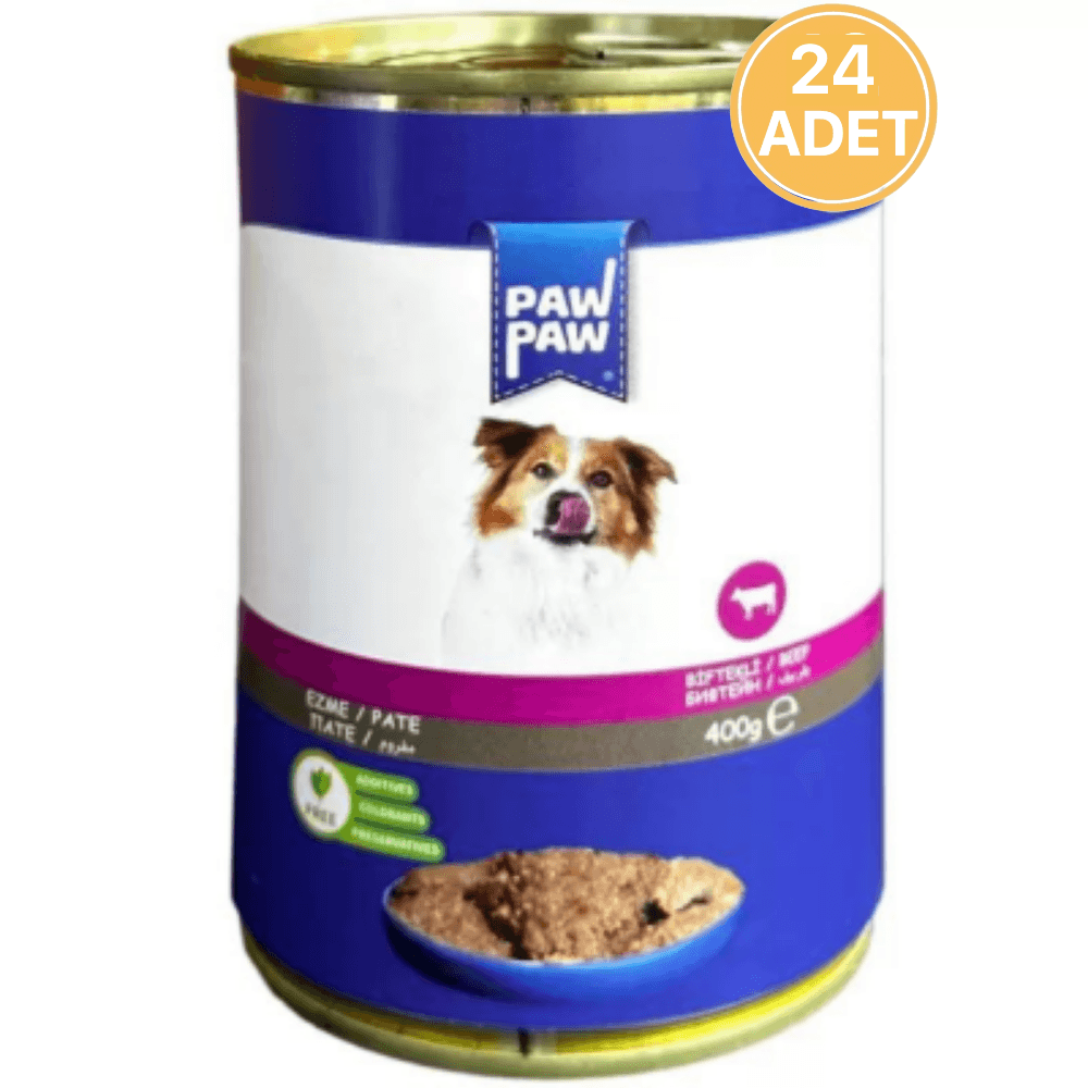 Paw Paw Pate Biftekli Yetişkin Köpek Konservesi 400 gr (24 ADET)