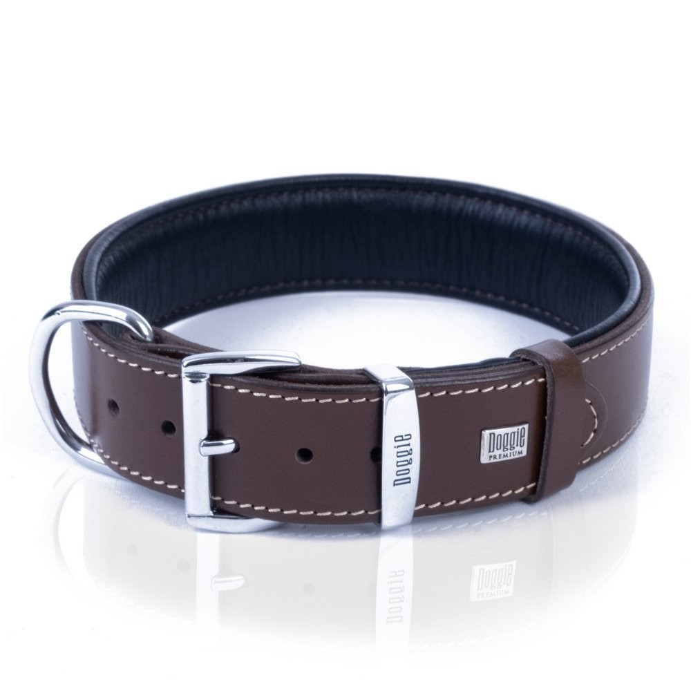 Doggie Firstclass Gerçek Deriden El Yapımı Köpek Boyun Tasması 4x57-65 Cm Kahverengi