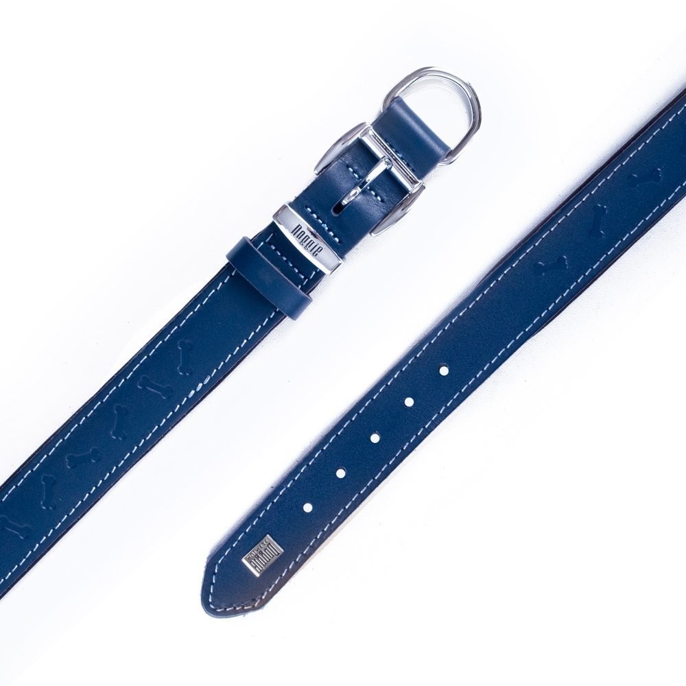 Doggie Deri Kemik Desenli Boyun Tasması M 3x42-50 Cm Royal Mavi