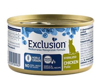 Exclusion Monoprotein Tavuk Etli Düşük Tahıllı Kısırlaştırılmış Kedi Konservesi 85 Gr