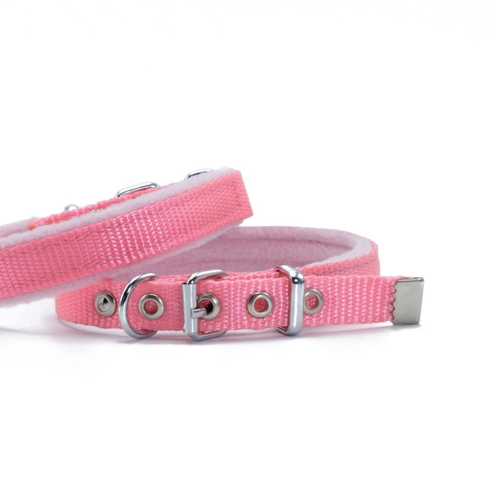 Doggie Polar Dokumadan El Yapımı Köpek Boyun Tasması 1.5x20-25 Cm Pembe