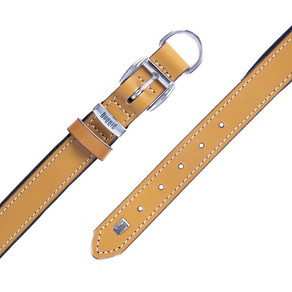 Doggie Firstclass Gerçek Deriden El Yapımı Köpek Boyun Tasması 2.5x37-45 Cm Camel