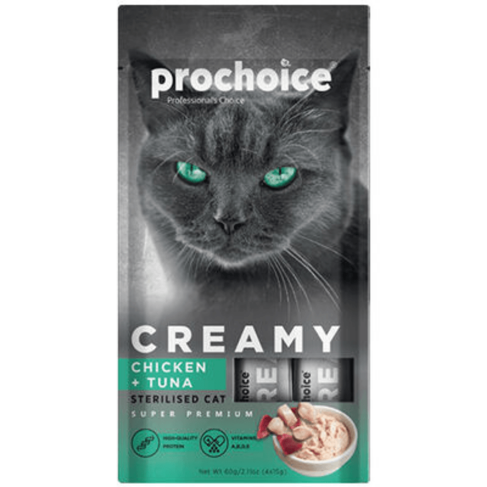 Prochoice Creamy Tavuklu ve Ton Balıklı Kedi Ödül Maması 4 x 15 Gr