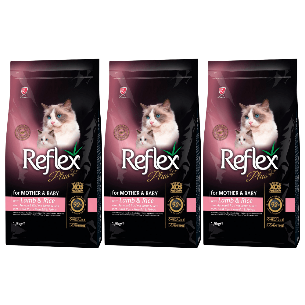 Reflex Plus Mother & Baby Kuzu Etli Yavru ve Yetişkin Kedi Maması 1.5 Kg (3 Adet)