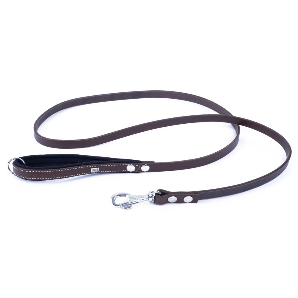 Doggie Konforlu Gerçek Deriden El Yapımı Köpek Gezdirme Kayışı 1.5x160 Cm Kahverengi