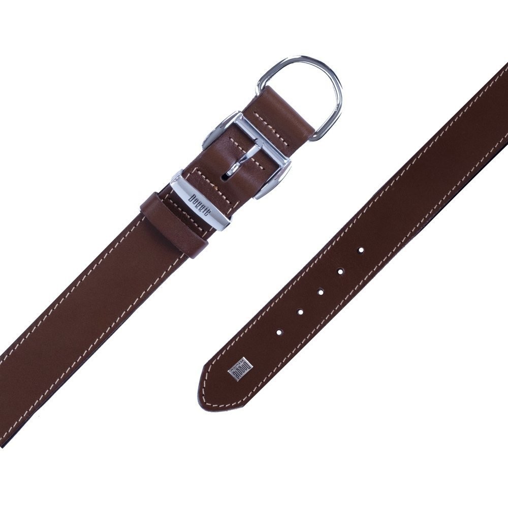 Doggie Firstclass Gerçek Deriden El Yapımı Köpek Boyun Tasması 3.5x47-55 Cm Kahverengi