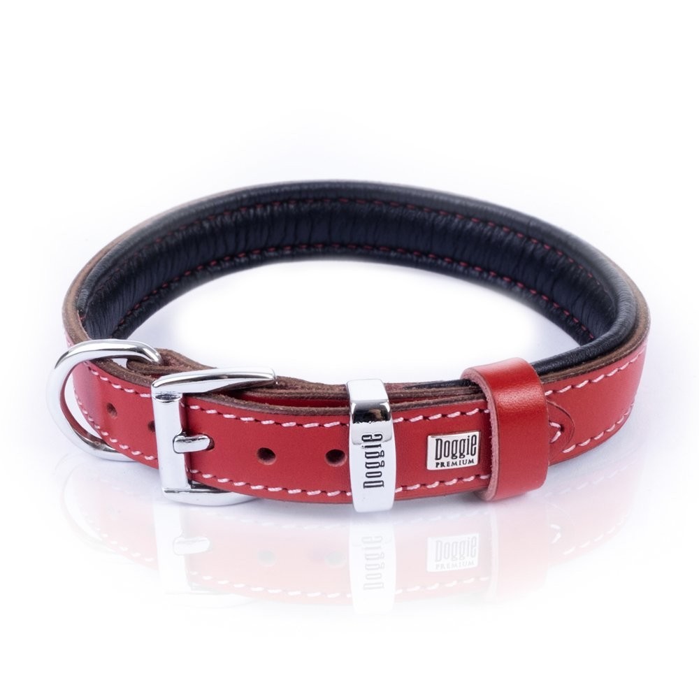Doggie Firstclass Gerçek Deriden El Yapımı Köpek Boyun Tasması 2x35-40 Cm Kırmızı